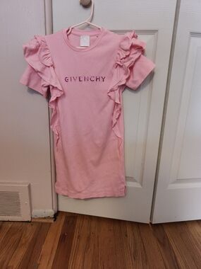 Givenchy Kids Pink Ruffle Short Sleeve Tee Dress